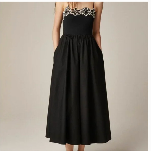J Crew Black Crochet Mixy Dress XXL 2X NWT Midi CL651 J.Crew Boho Western Floral - Picture 5 of 7